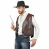 Gilet Cow-boy Simili Cuir Marron Homme -TRALALA DEGUISEMENT Soldes gilet cow boy simili cuir marron adulte